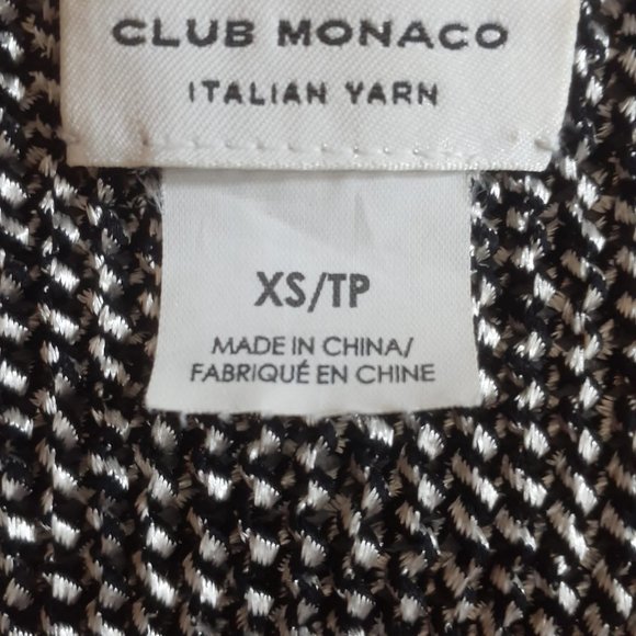 CLUB MONACO Italian Yarn Metallic Textured Knit Scooped Hem Crew Neck Sweater - Picture 3 of 4